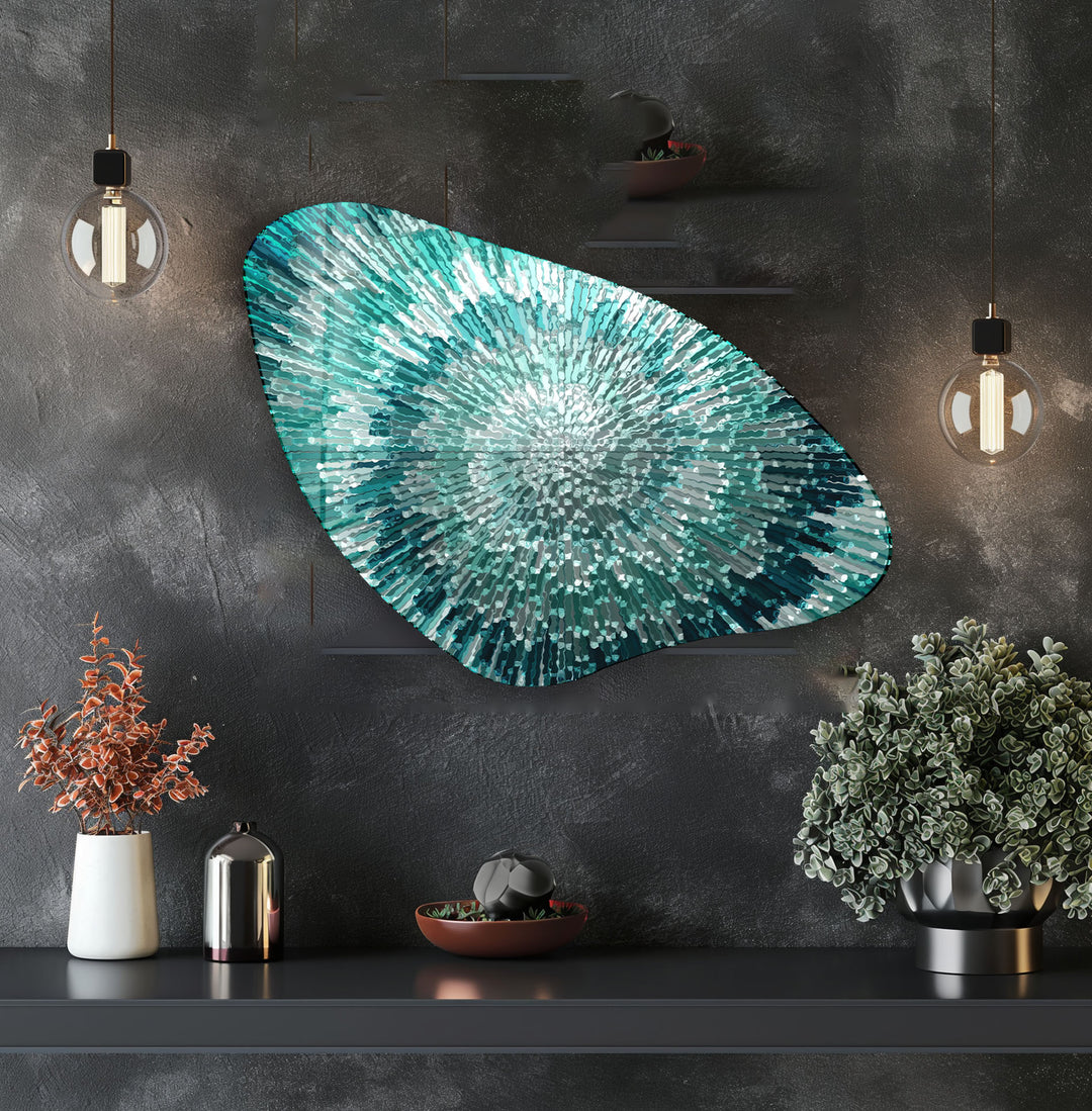 Abstract Turquoise Aesthetic Glass Wall Art, print picture on glass, Tempered Glass Wall Art

