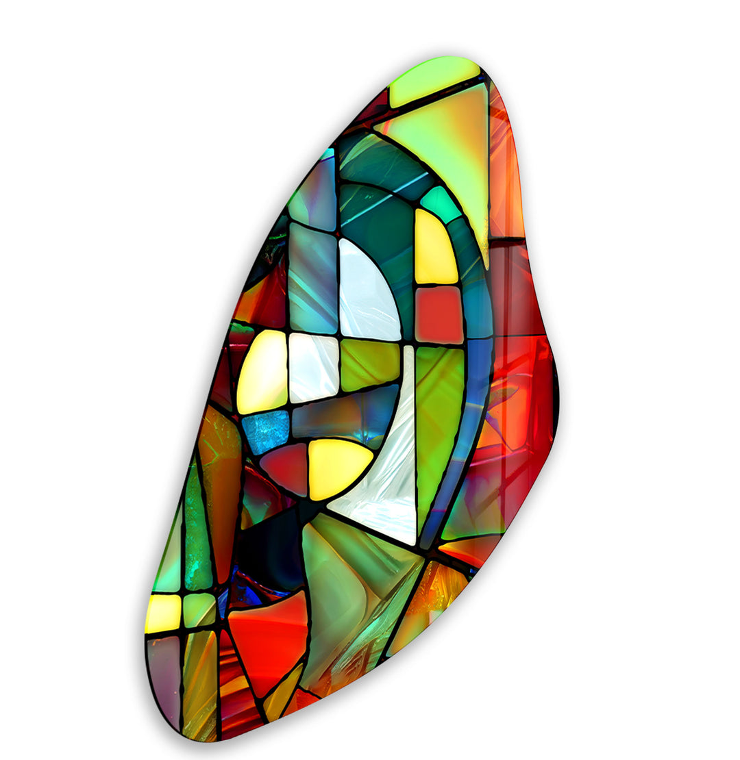 Red & Green Stained Irregular Glass Wall Art, glass image printing, glass prints from photos
