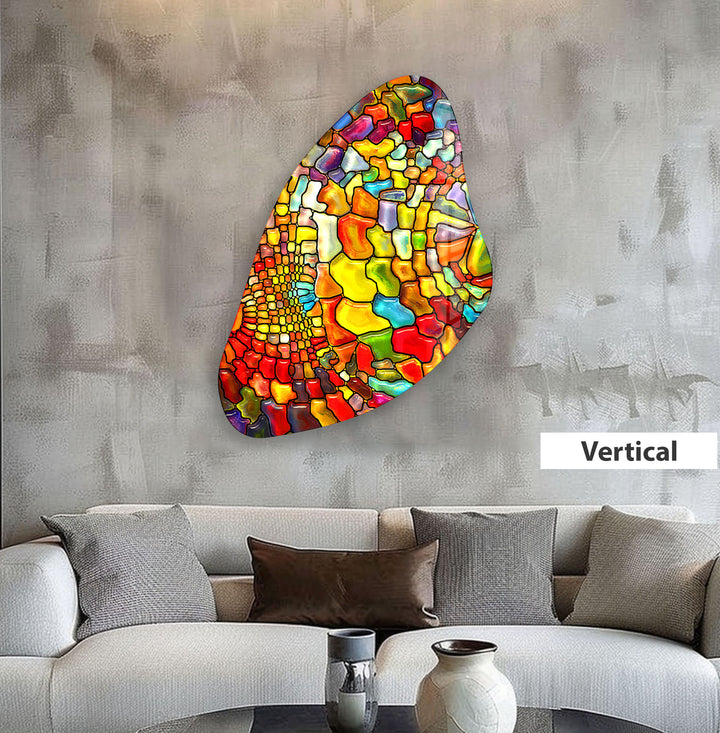 Aesthetic Orange Stained Irregular Glass Wall Art, glass art painting, glass art for the Wall
