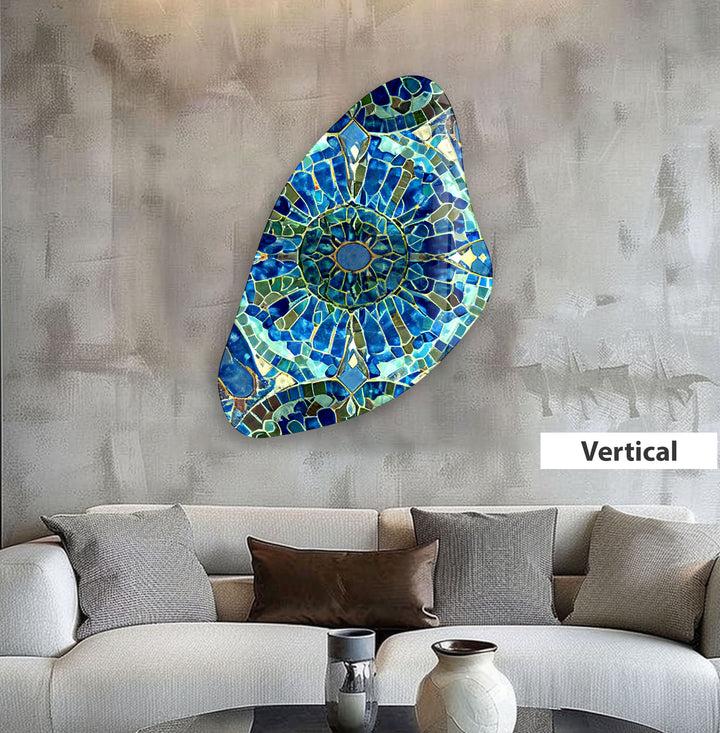 Blue Stained Aesthetic Glass Wall Art, art glass wall art, glass wall art pictures
