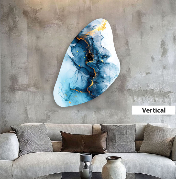 Blue Alcohol Ink Style Aesthetic Glass Wall Art, art glass wall art, glass wall art pictures
