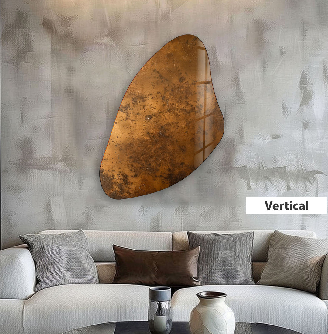 Bronze Color Abstract Asymmetrical Glass Wall Art, large glass photo prints, glass wall photos
