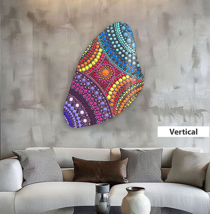 Purple Mosaic Style Irregular Glass Wall Art, large glass photo prints, glass wall photos
