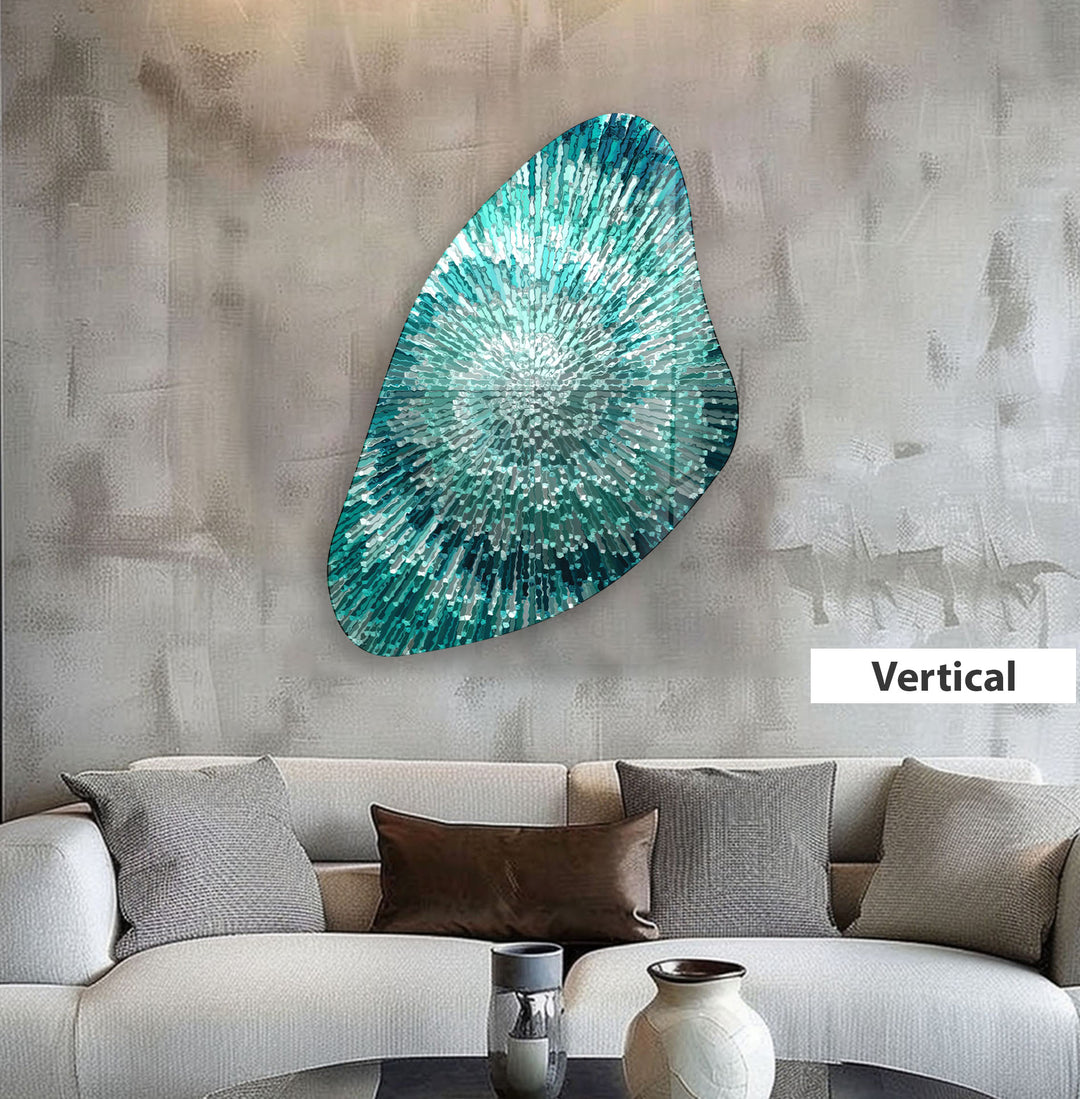 Abstract Turquoise Aesthetic Glass Wall Art, glass art painting, glass art for the Wall
