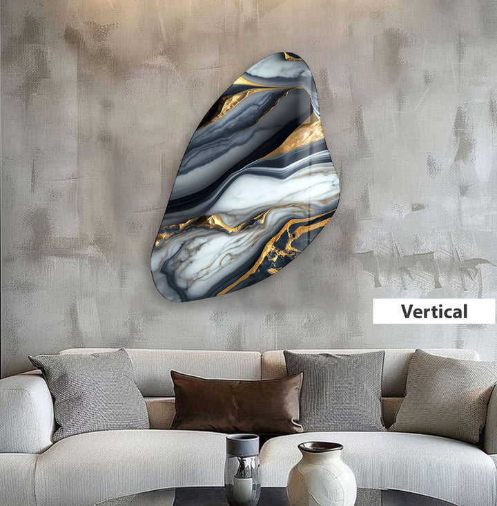 Grey & Gold Alcohol Ink Aesthetic Glass Wall Art, Glass Printing Wall Art, Print photos on glass
