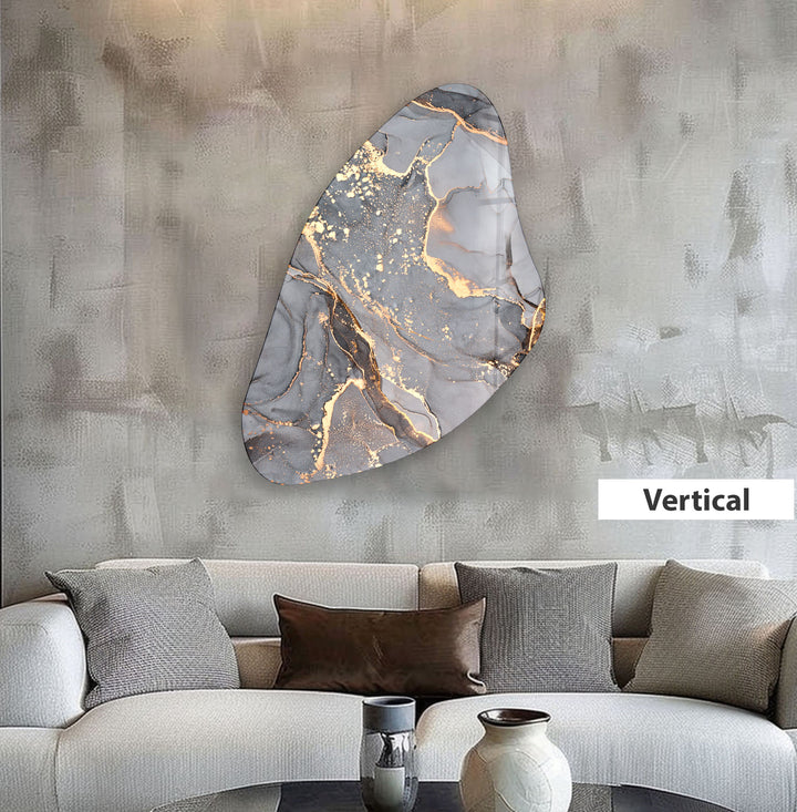 Aesthetic Grey Alcohol Ink Irregular Glass Wall Art, Glass Printing Wall Art, Print photos on glass
