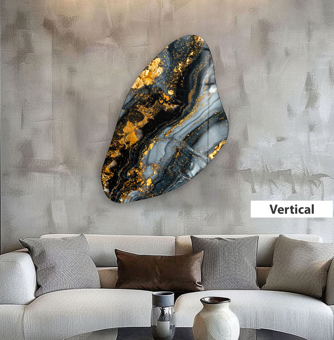 Gold & Grey Alcohol Ink Aesthetic Glass Wall Art, Glass Printing Wall Art, Print photos on glass
