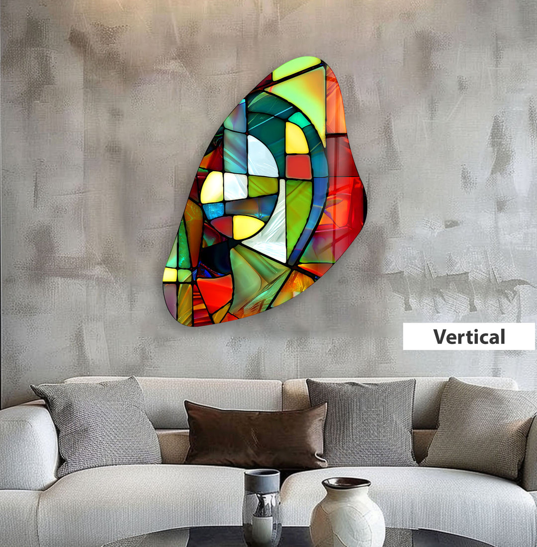 Red & Green Stained Irregular Glass Wall Art, art glass wall art, glass wall art pictures
