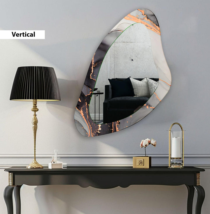 Grey Modern Asymmetrical Glass Wall Mirror