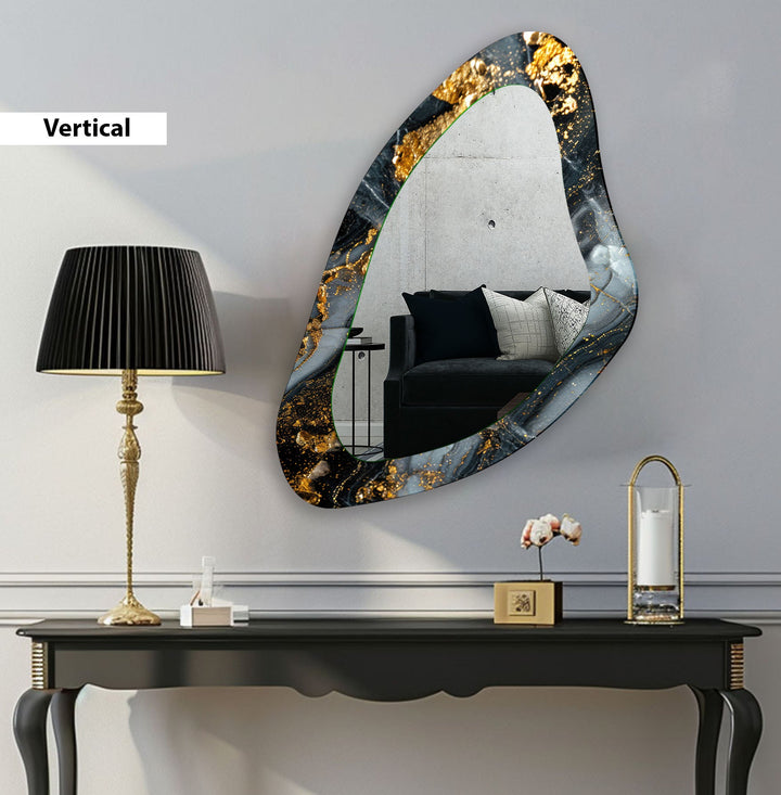 Golden Accent Entryway Glass Wall Mirror