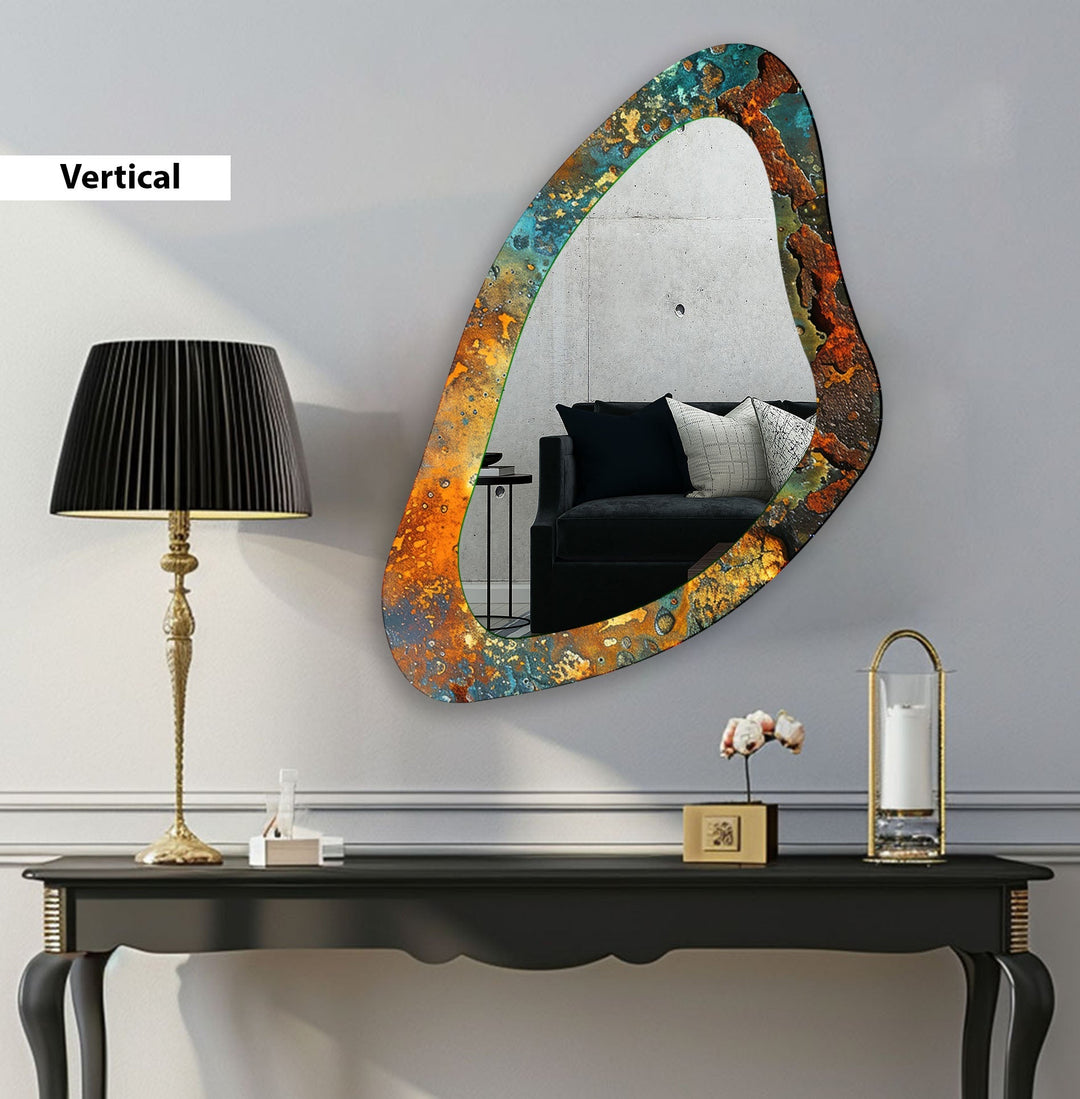 Modern Green Asymmetrical Wall Mirror