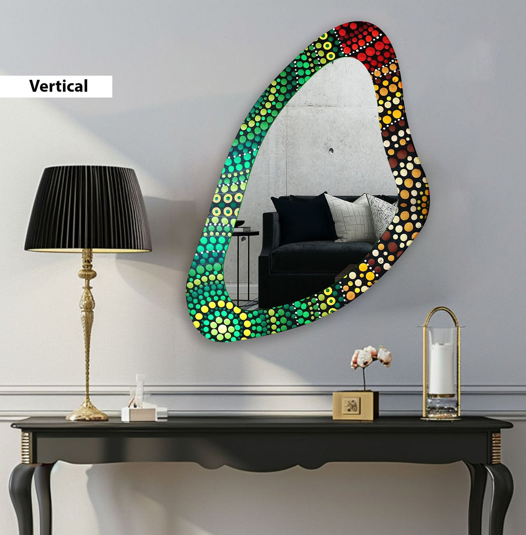 Green Mosaic Aesthetic Glass Wall Mirror