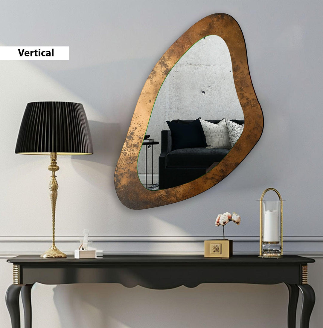 Vivid Copper Color Asymmetrical Wall Mirror