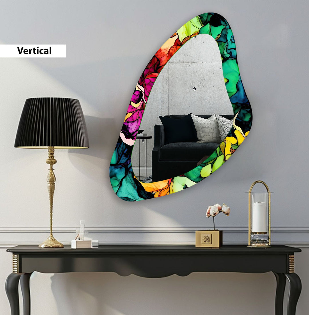 Colorful Watercolor Asymmetrical Wall Mirror