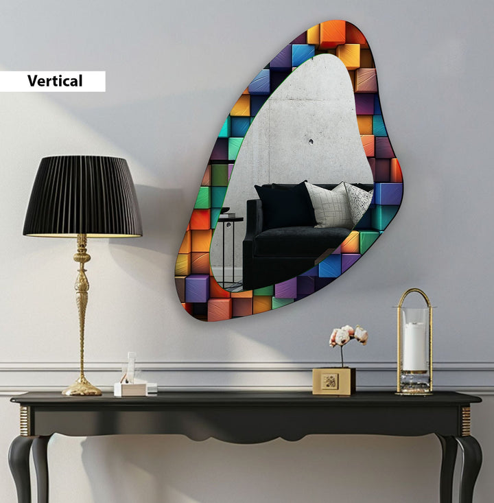 Colorful Modern Aesthetic Glass Wall Mirror