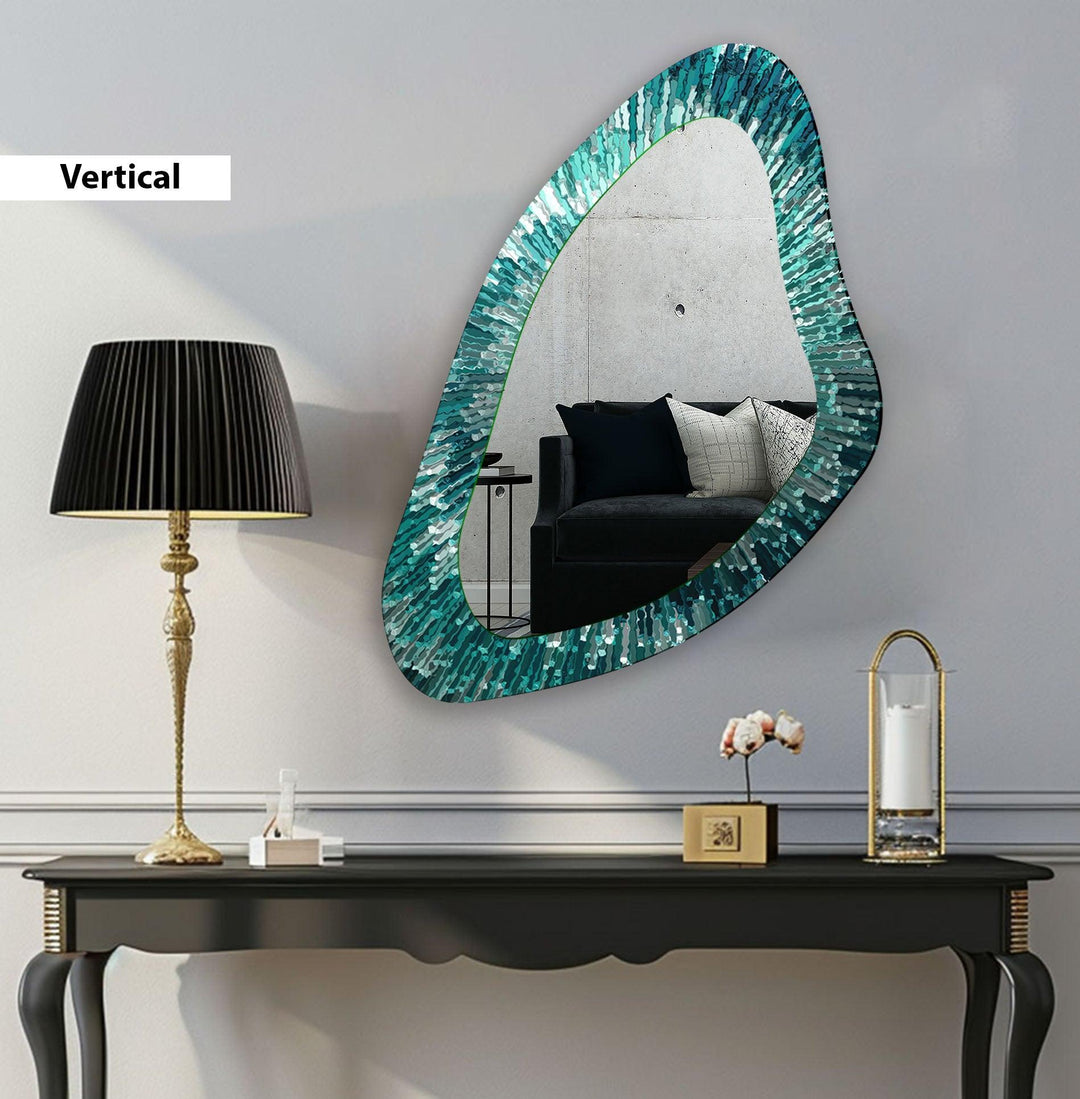 Modern Green Line Asymmetrical Wall Mirror