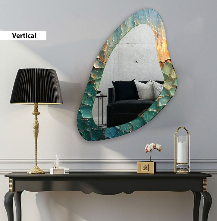 Decorative Green Asymmetrical Wall Mirror