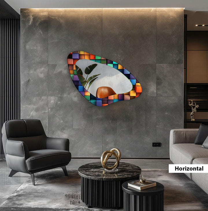 Colorful Modern Aesthetic Glass Wall Mirror