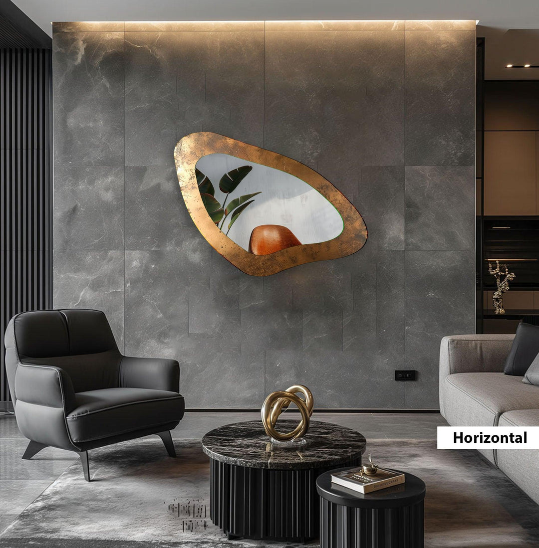 Vivid Copper Color Asymmetrical Wall Mirror