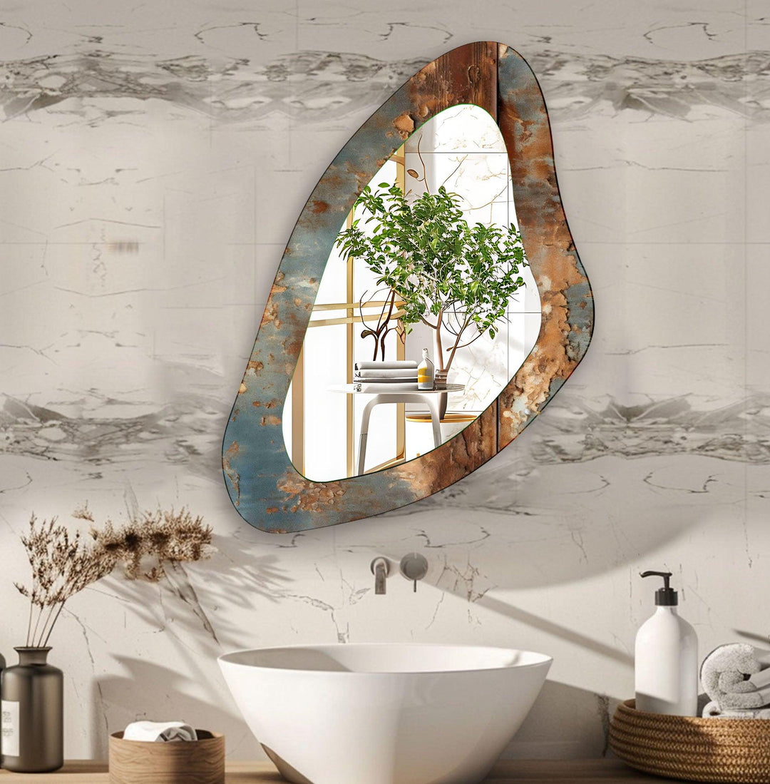 Modern Gray Asymmetrical Wall Mirror