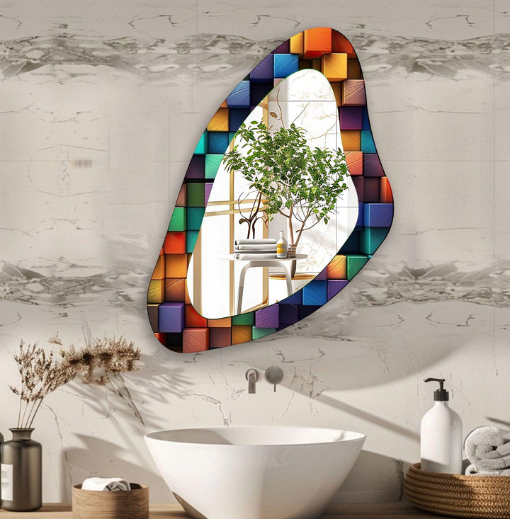 Colorful Modern Aesthetic Glass Wall Mirror