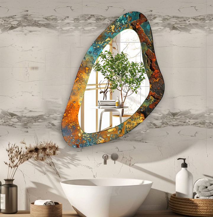 Modern Green Asymmetrical Wall Mirror