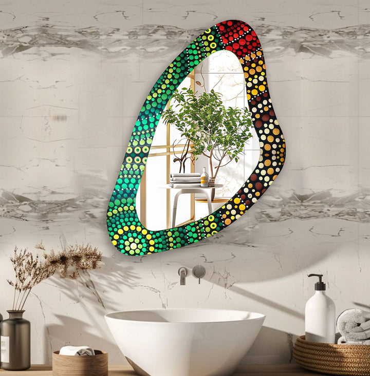 Green Mosaic Aesthetic Glass Wall Mirror