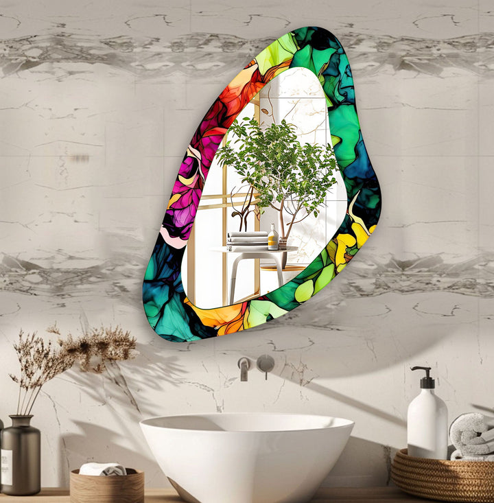 Colorful Watercolor Asymmetrical Wall Mirror