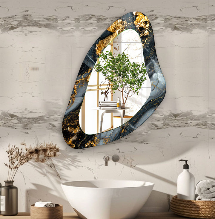 Golden Accent Entryway Glass Wall Mirror