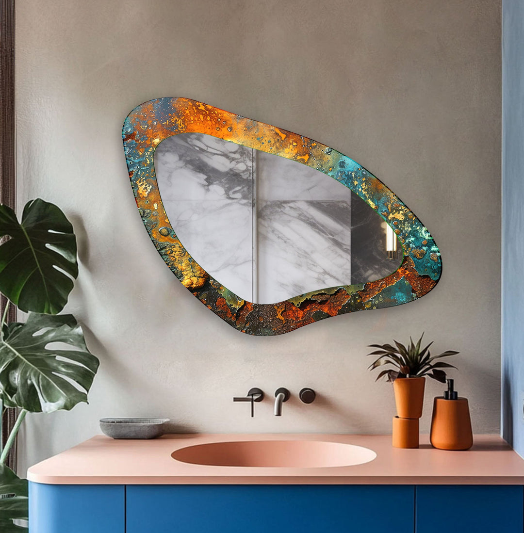 Modern Green Asymmetrical Wall Mirror