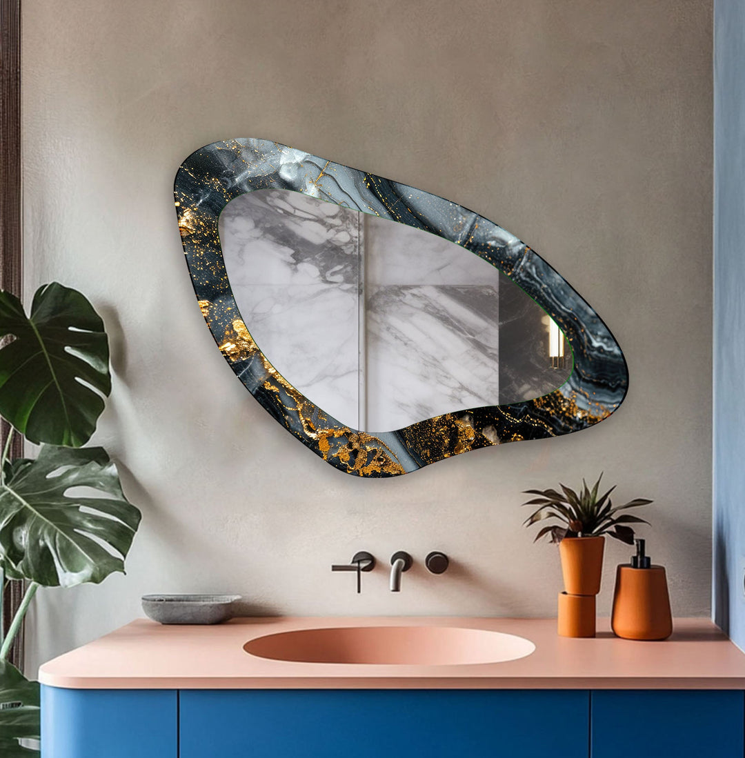 Golden Accent Entryway Glass Wall Mirror