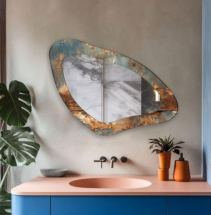 Modern Gray Asymmetrical Wall Mirror