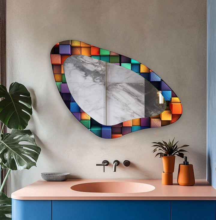 Colorful Modern Aesthetic Glass Wall Mirror