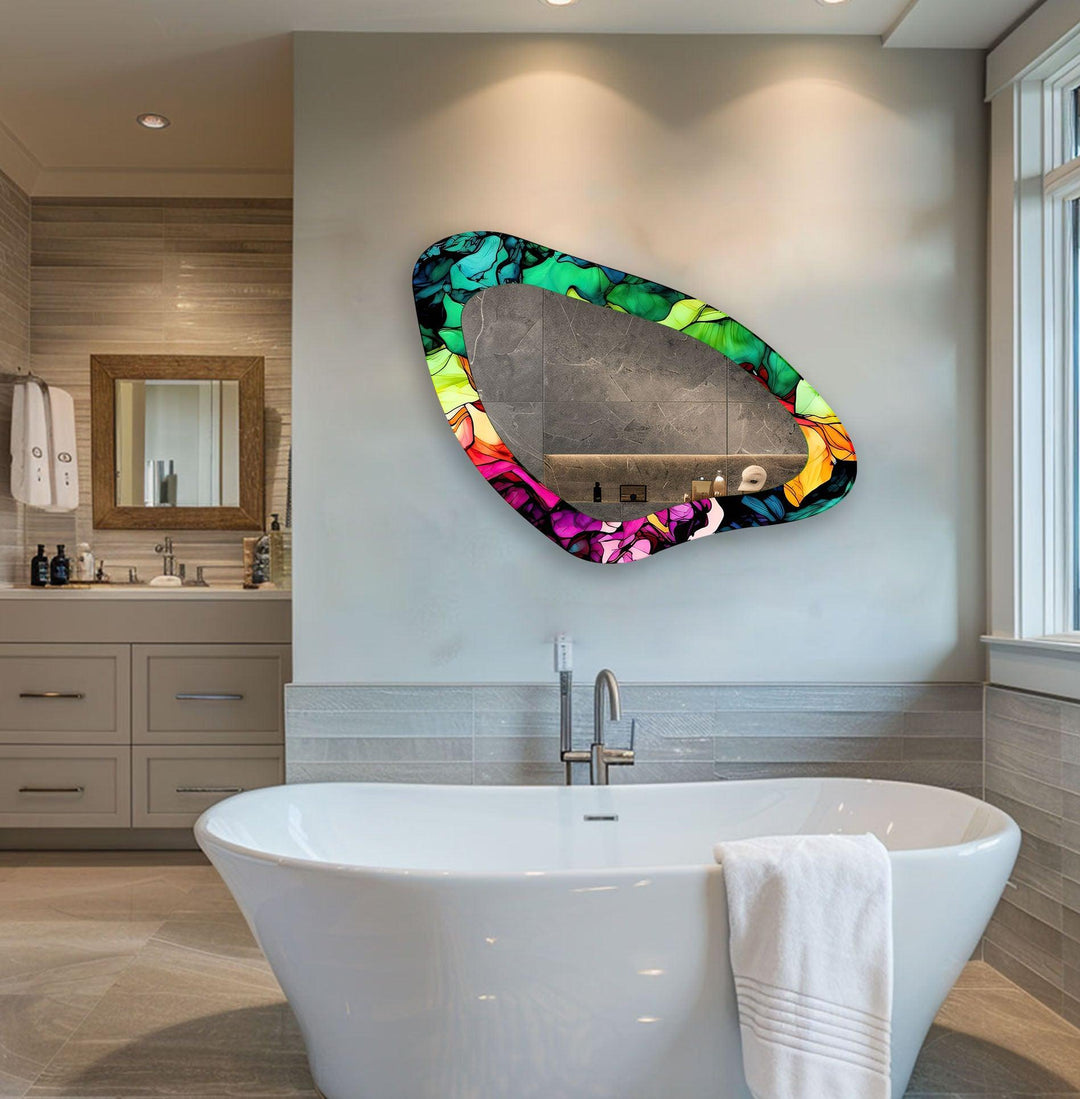 Colorful Watercolor Asymmetrical Wall Mirror