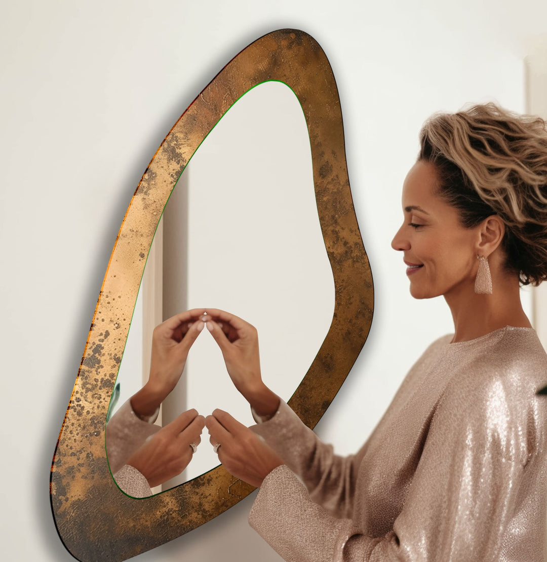 Vivid Copper Color Asymmetrical Wall Mirror