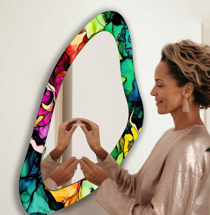 Colorful Watercolor Asymmetrical Wall Mirror