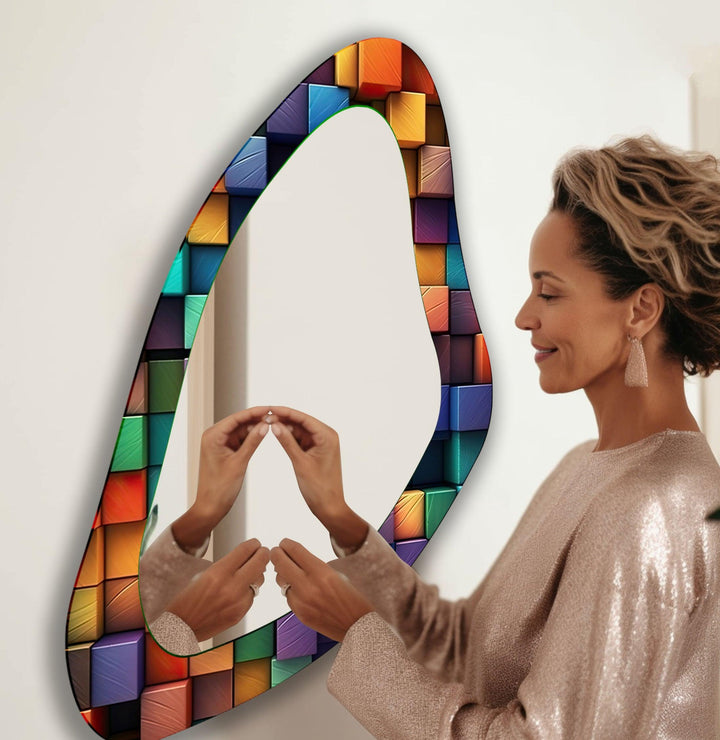 Colorful Modern Aesthetic Glass Wall Mirror