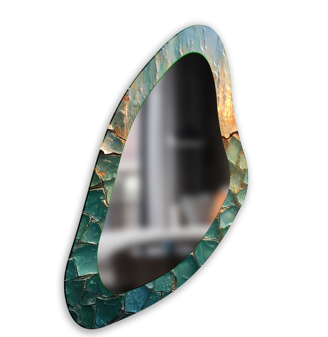 Decorative Green Asymmetrical Wall Mirror