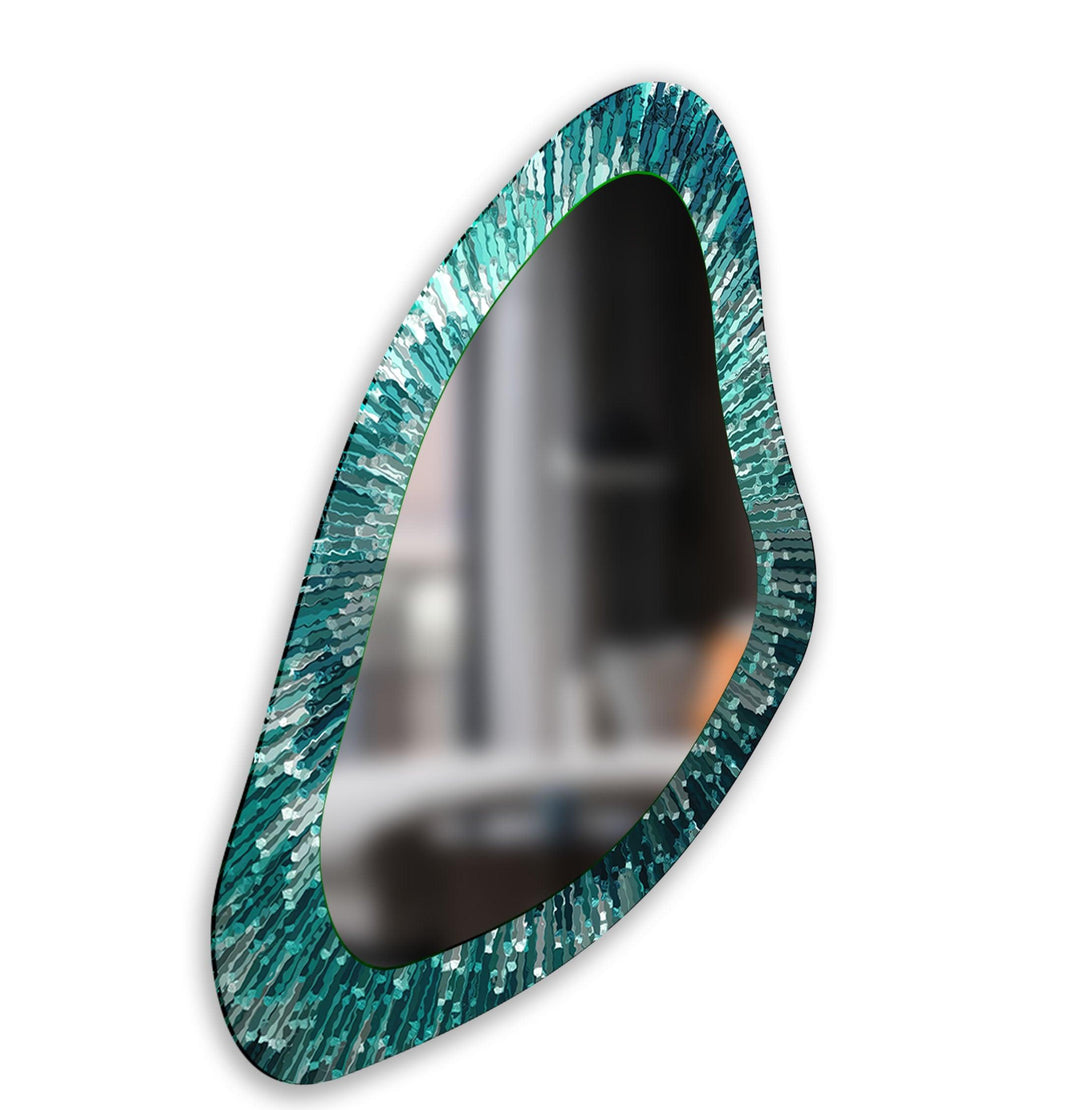 Modern Green Line Asymmetrical Wall Mirror