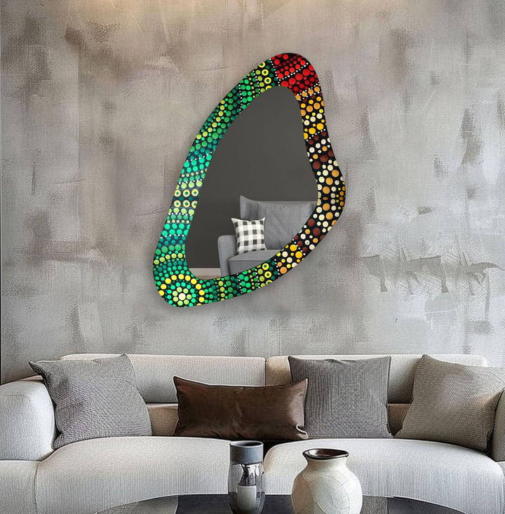 Green Mosaic Aesthetic Glass Wall Mirror