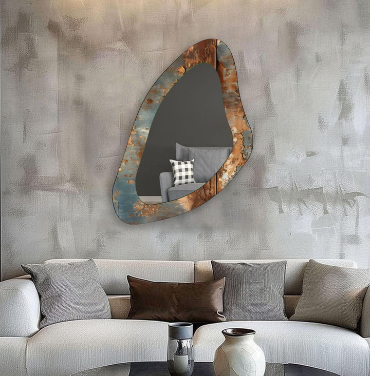 Modern Gray Asymmetrical Wall Mirror