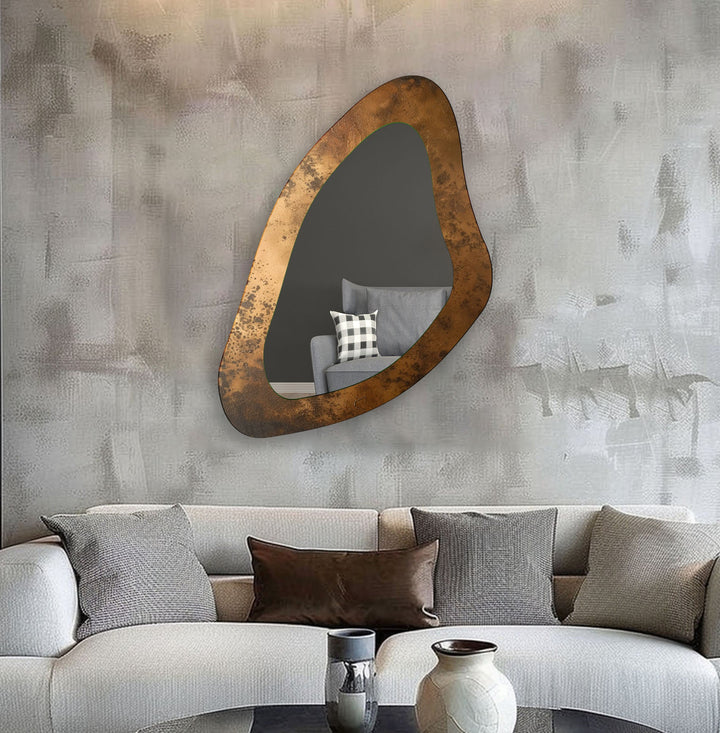 Vivid Copper Color Asymmetrical Wall Mirror