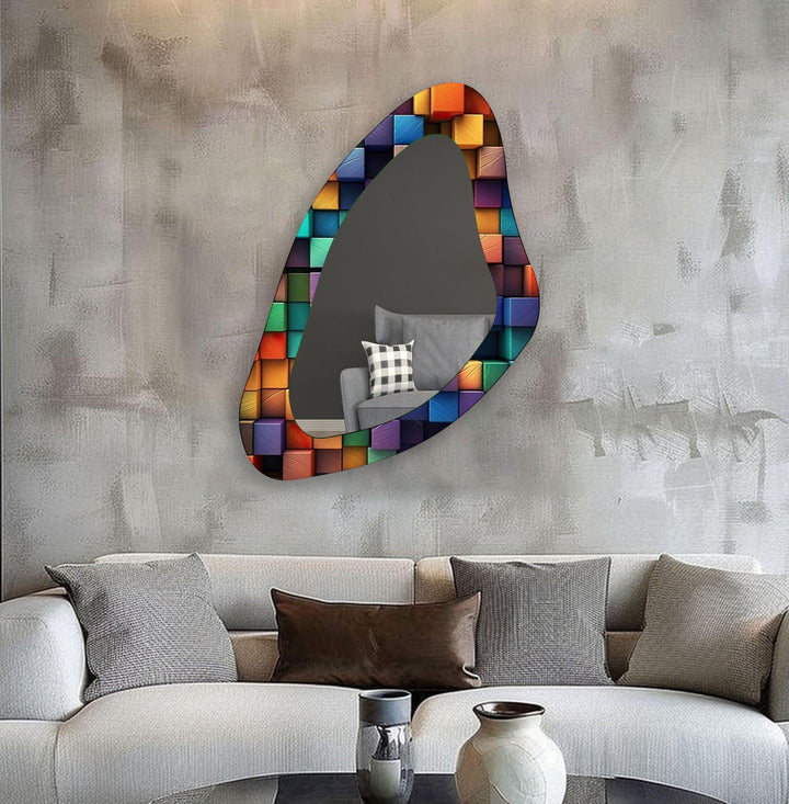 Colorful Modern Aesthetic Glass Wall Mirror