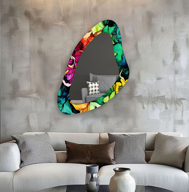 Colorful Watercolor Asymmetrical Wall Mirror