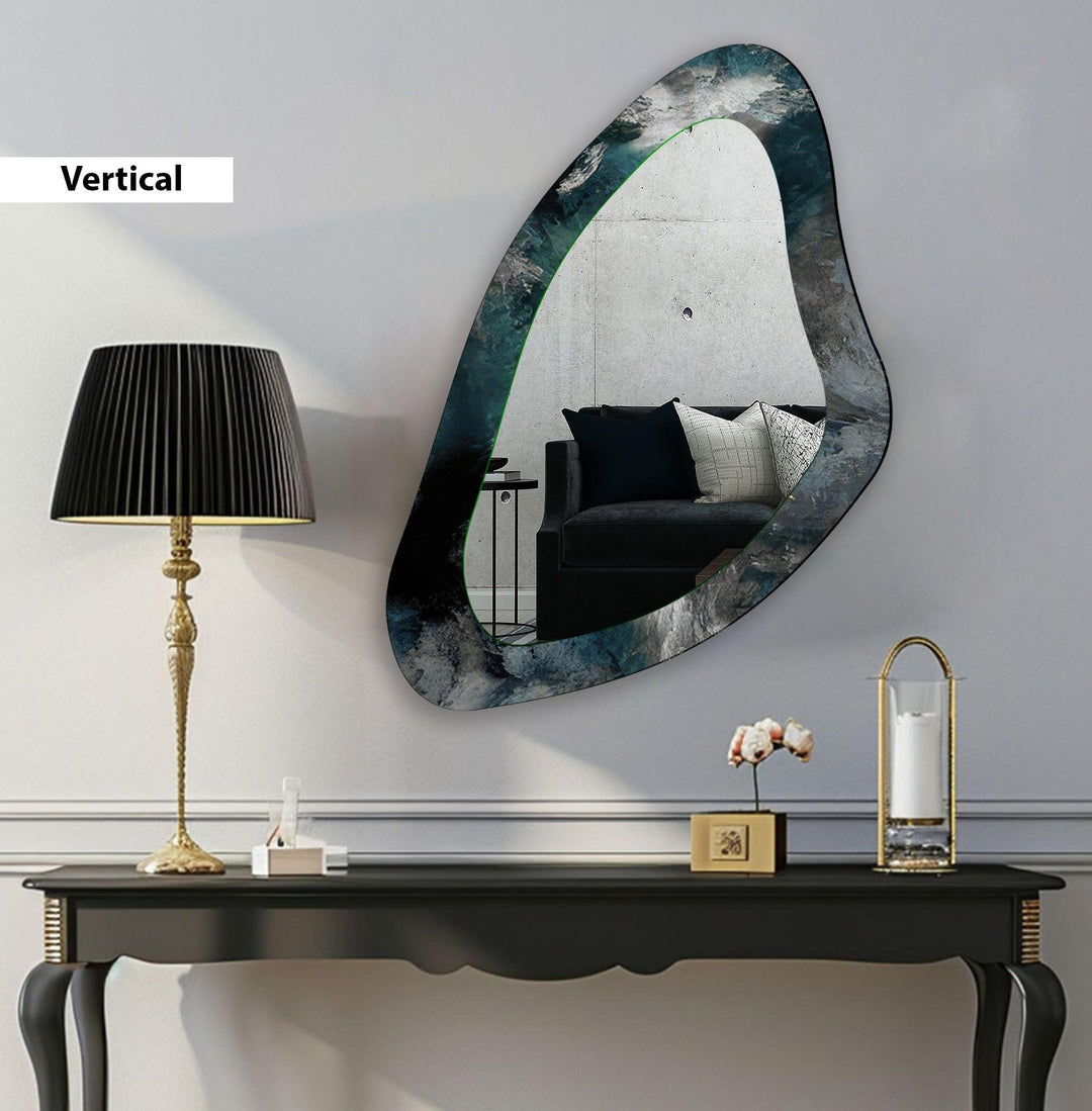 Dark Green Abstract Aesthetic Wall Mirror