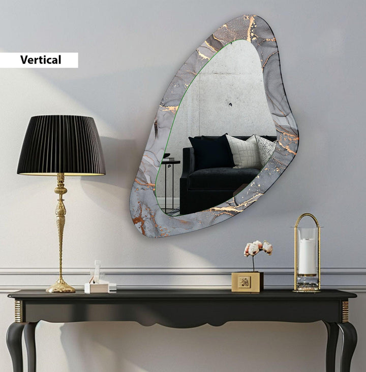 Grey Abstract Large Glass Wall Mirror