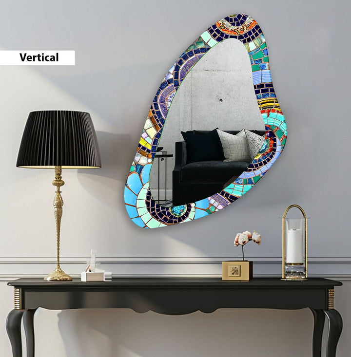 Colorful Irregular Glass Wall Mirror