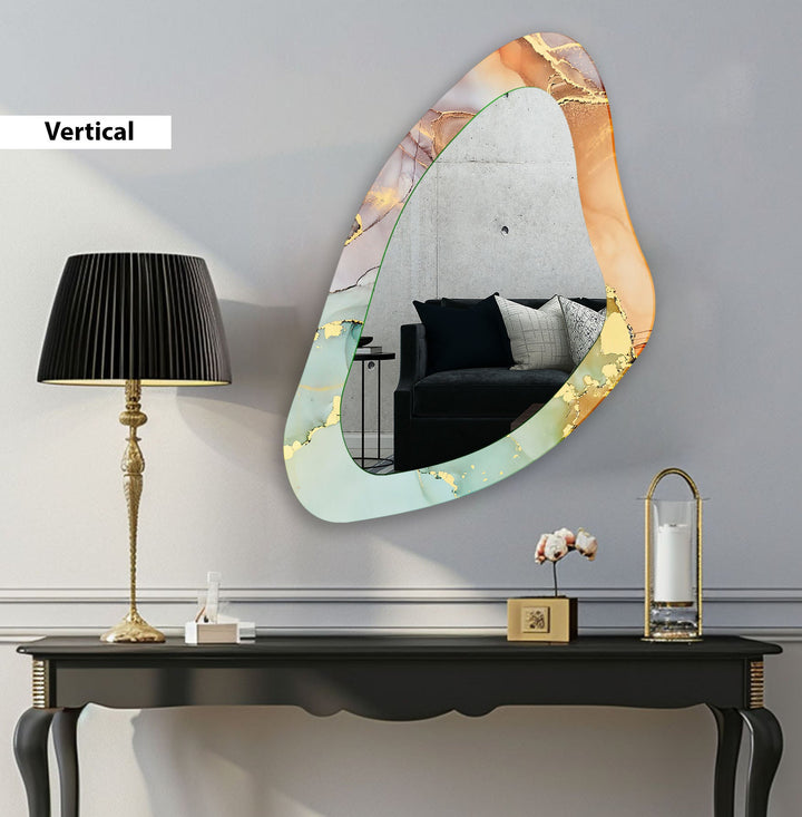 Light Green Abstract Irregular Wall Mirror