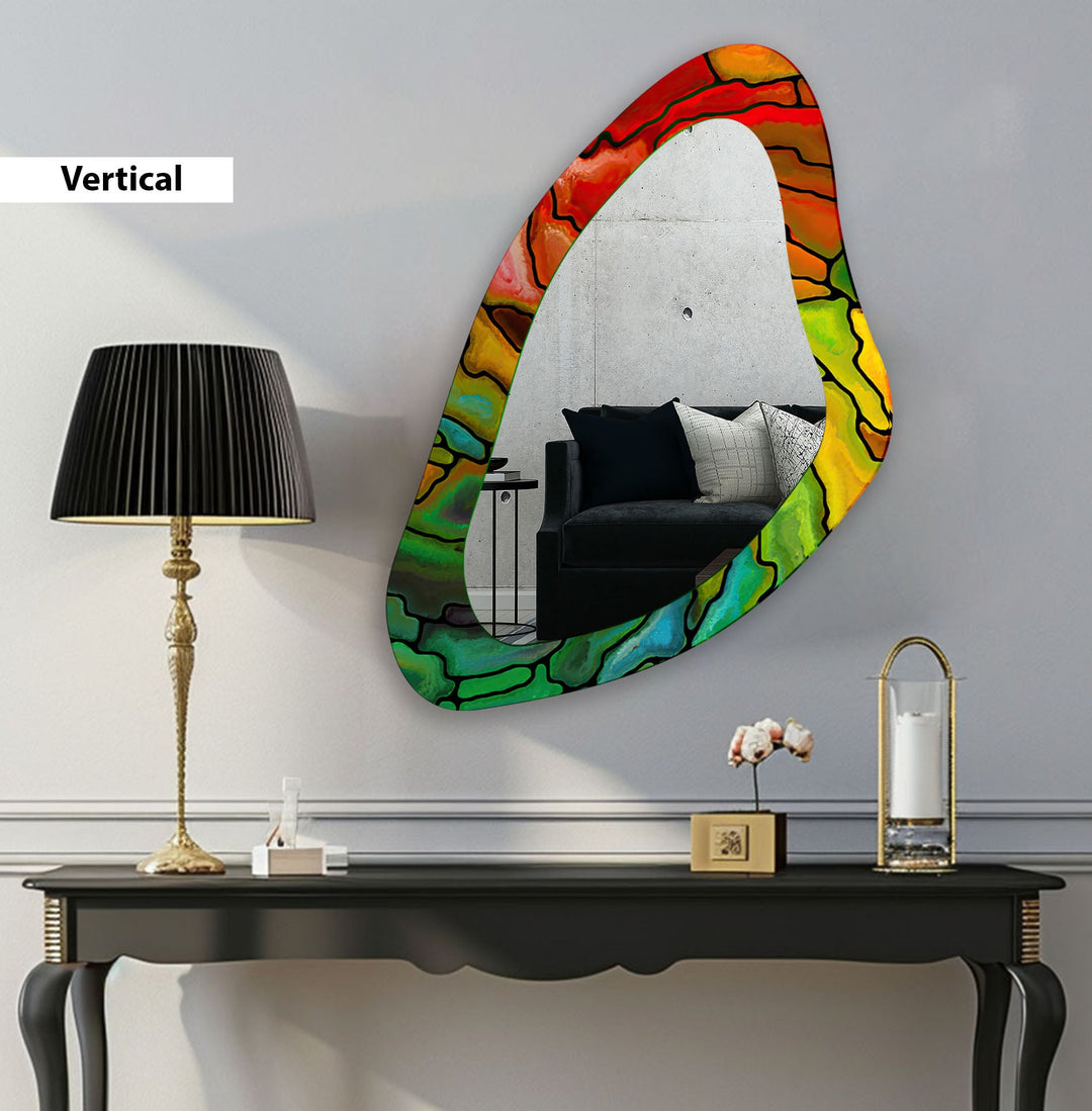 Green Stained Large Aesthetic Wall Mirror