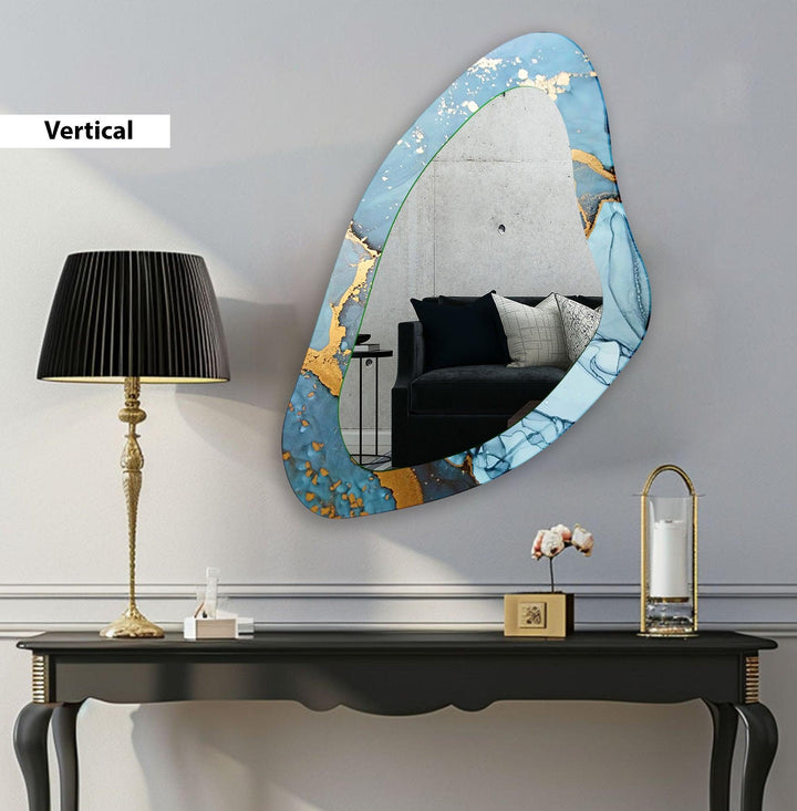 Blue Large Decorative Glass Wall Mirror